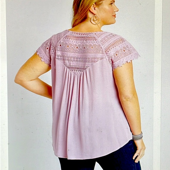 Maurices lilac lace boho blouse L-XL - Picture 5 of 12